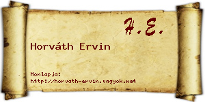 Horváth Ervin névjegykártya