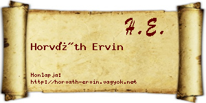 Horváth Ervin névjegykártya